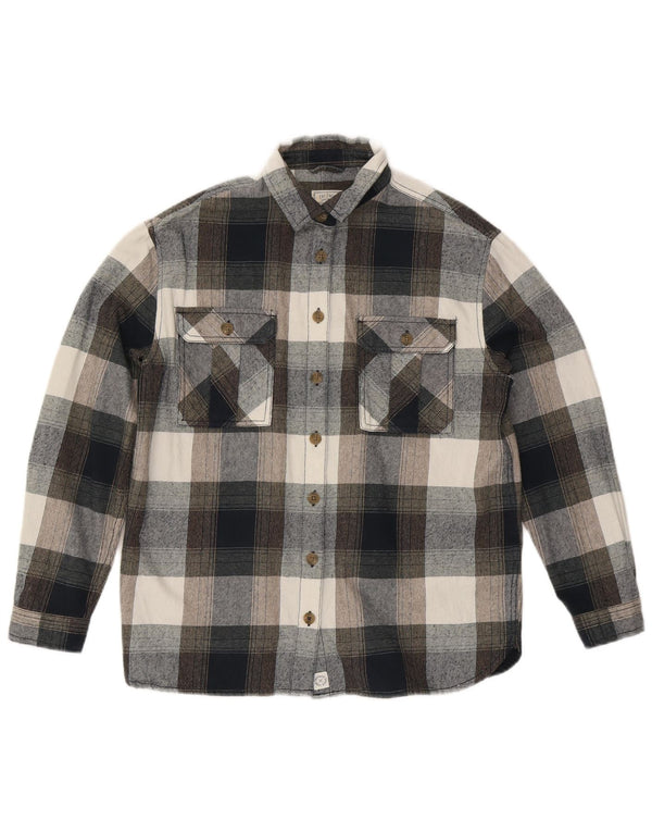 Fat Face Dame Oversized Flanell Shirt UK 10 Small Grey Ternet Bomuld