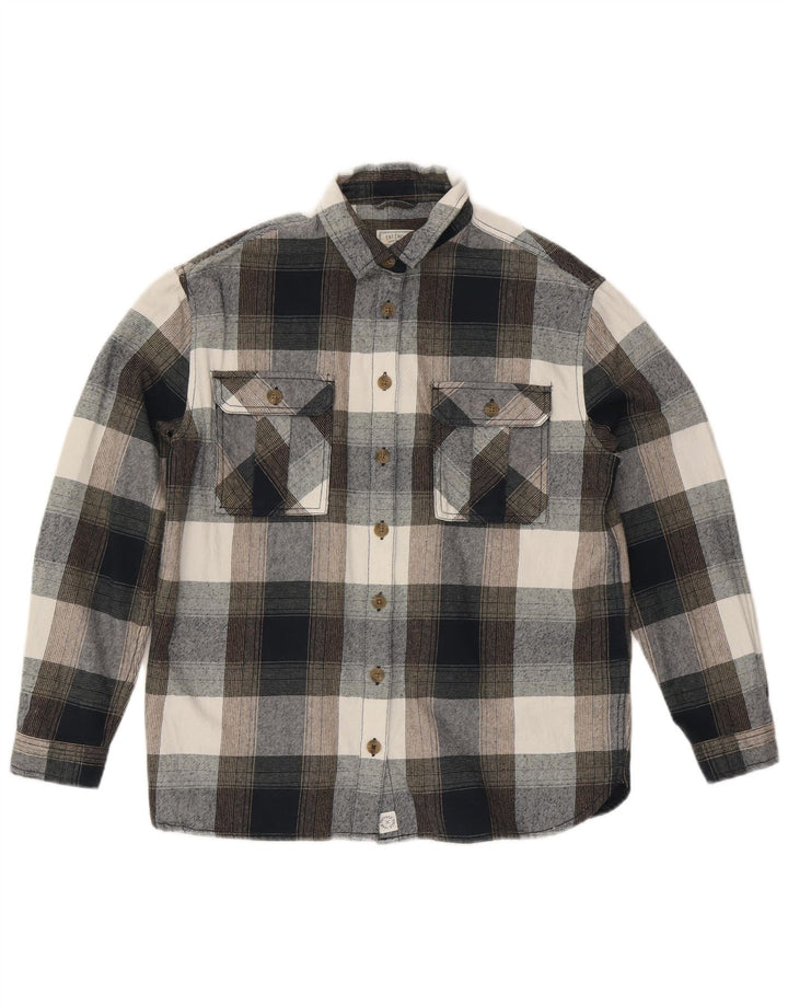 Fat Face Dame Oversized Flanell Shirt UK 10 Small Grey Ternet Bomuld