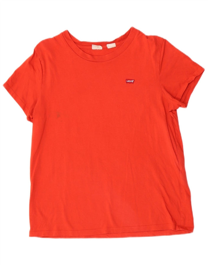 Levi's Dame T-Shirt Top UK 12 Medium Rød Bomuld