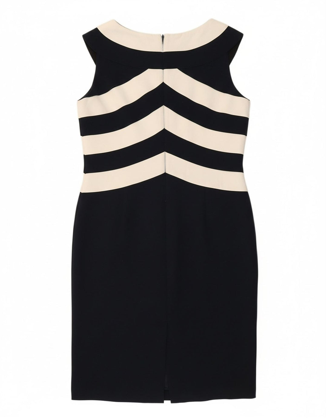 JACQUES VERT Womens Sleeveless Sheath Dress UK 12 Medium Navy Blue Striped