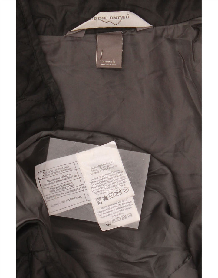 Eddie Bauer Dame Quiltet Jakke UK 16 Stor Sort Polyester