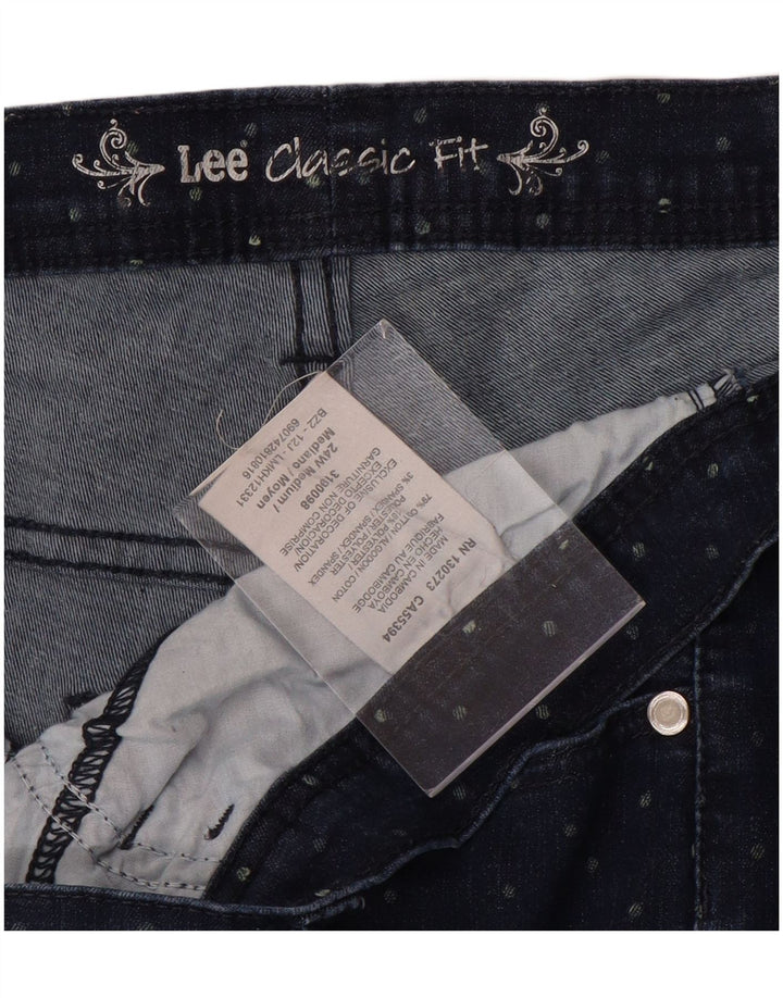 LEE Dame Classic Fit Capri Jeans US 24 4XL W48 L20 Blå plettet bomuld