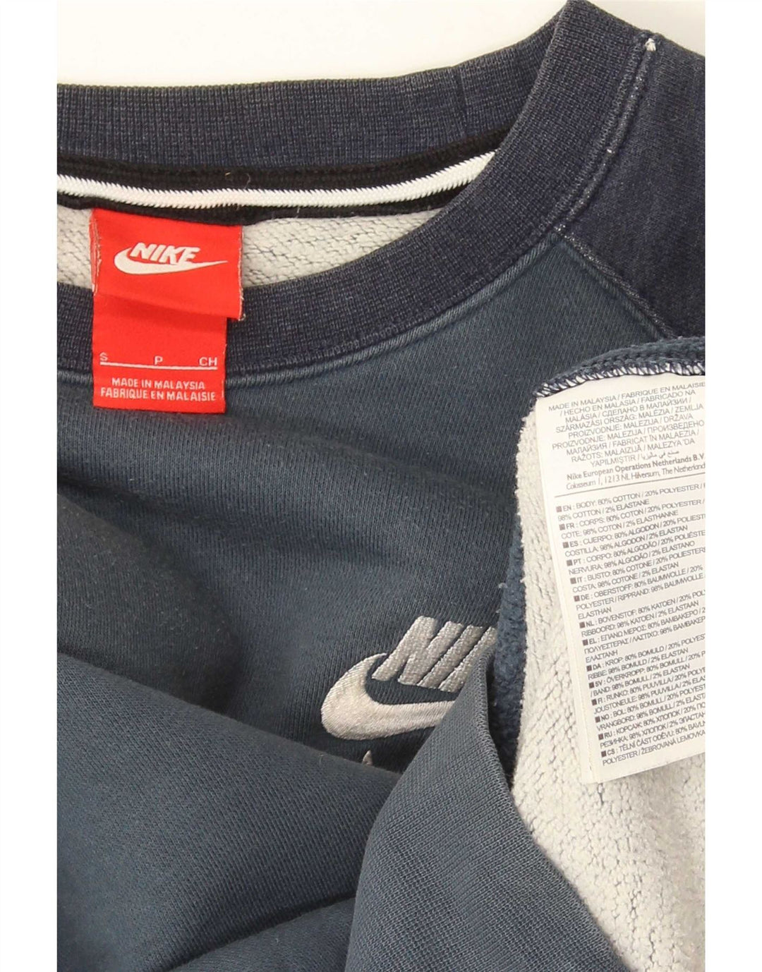 Nike Sweatshirt til mænd, lille marineblå farveblok bomuld