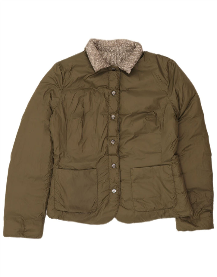 Benetton Womens Vendbar Polstret Jakke UK 16 Stor Grøn Polyamid