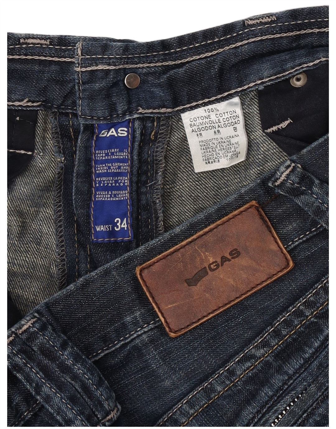 Gas Straight Jeans til mænd W34 L32 Marineblå bomuld