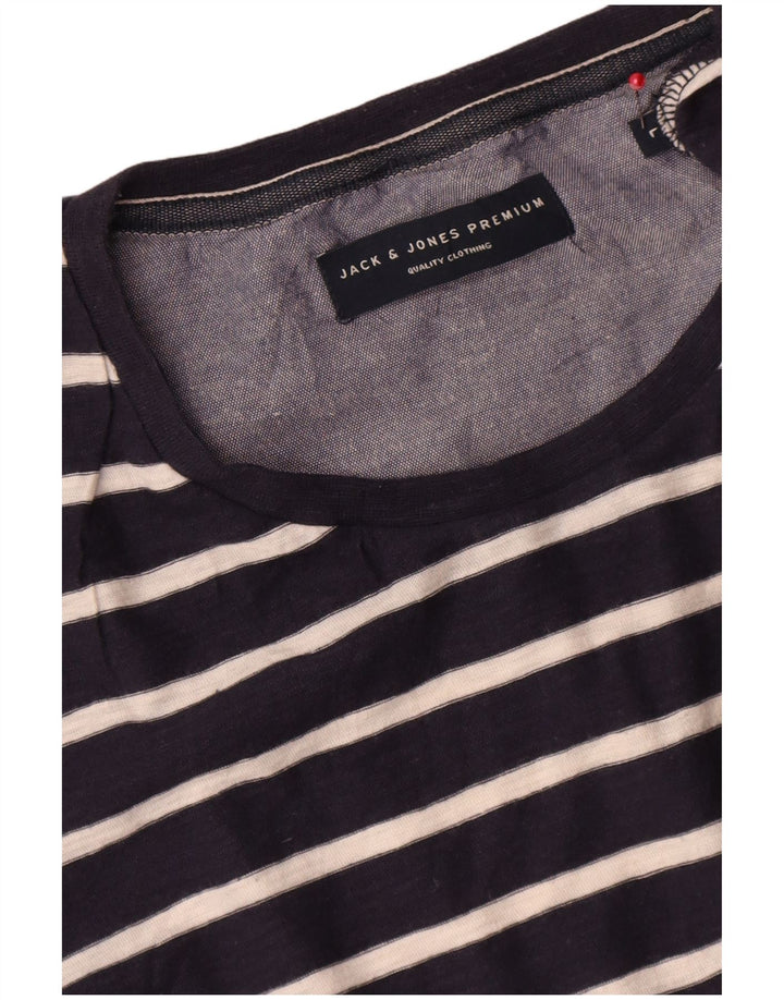 Jack & Jones Herre T-Shirt Top Stor Marineblå Stribet