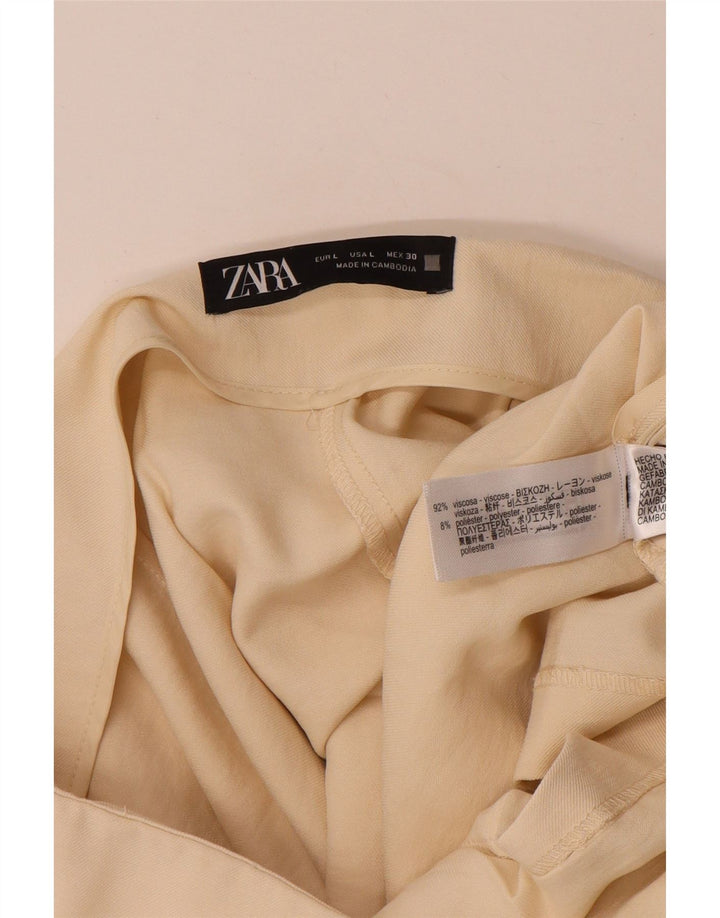 Zara Womens Pencil Skirt Large W34 Beige Viscose
