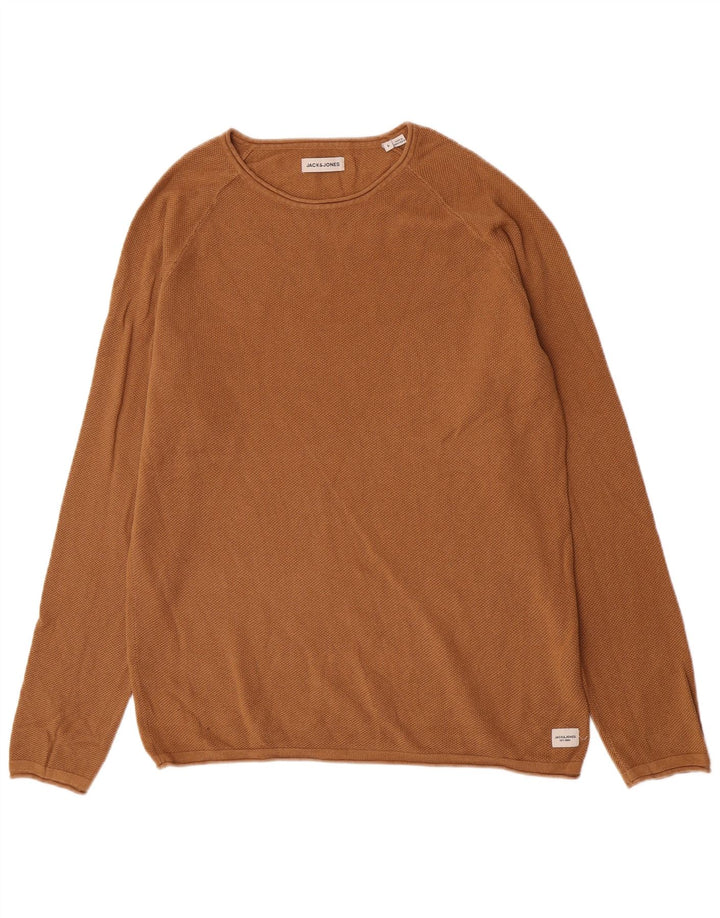 Jack & Jones herre sweater med rund hals, stor brun bomuld