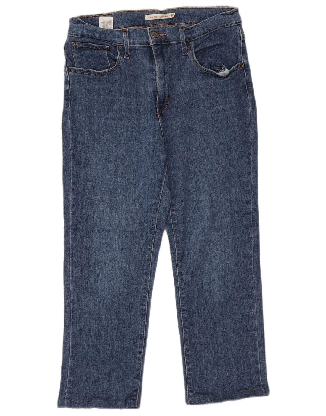 Levi's Dame 724 lige højtaljede cropped jeans W30 L22 blå bomuld