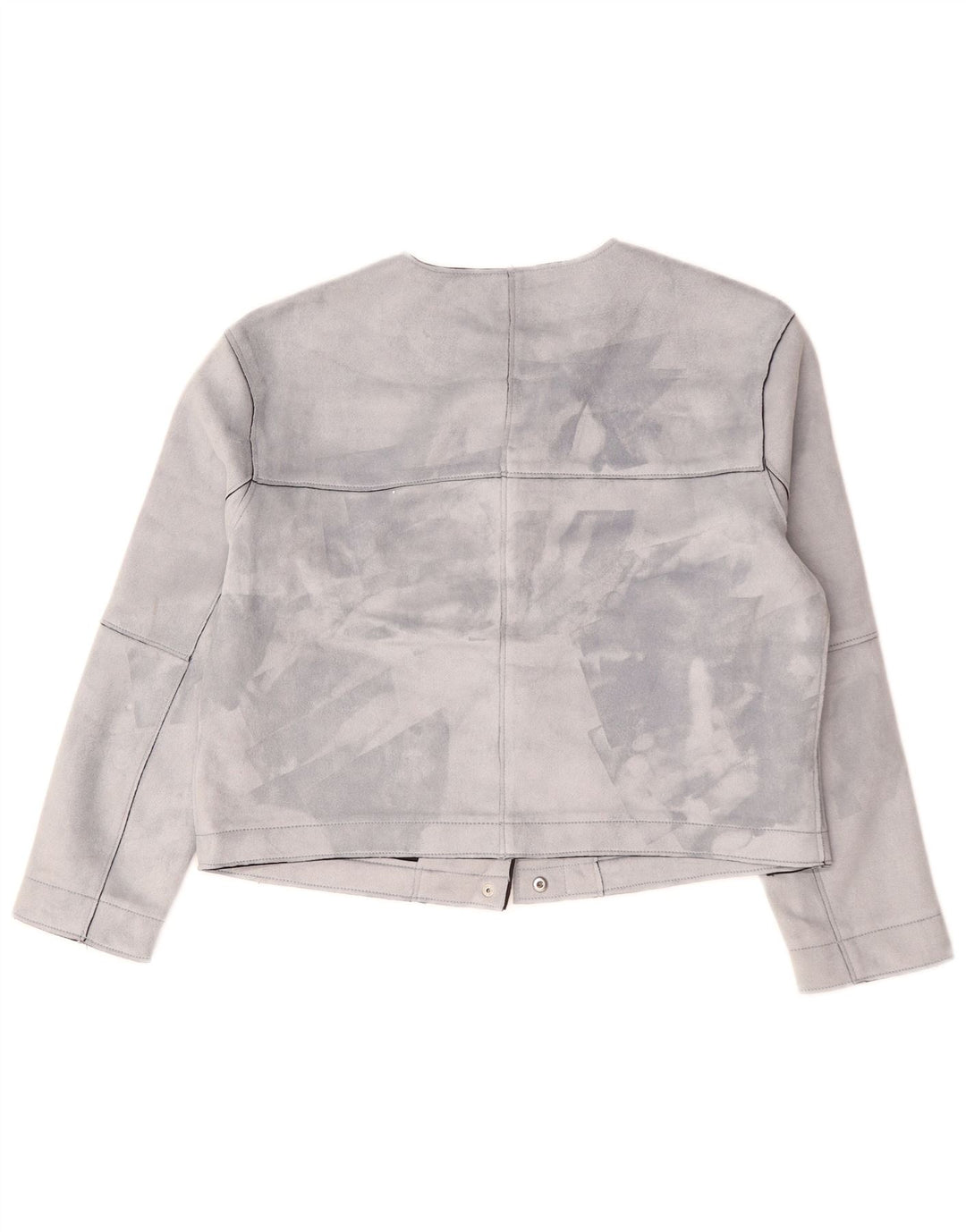 ZARA Kvinders Oversized Crop Bomber Jacket UK 10 Small Grå Polyester