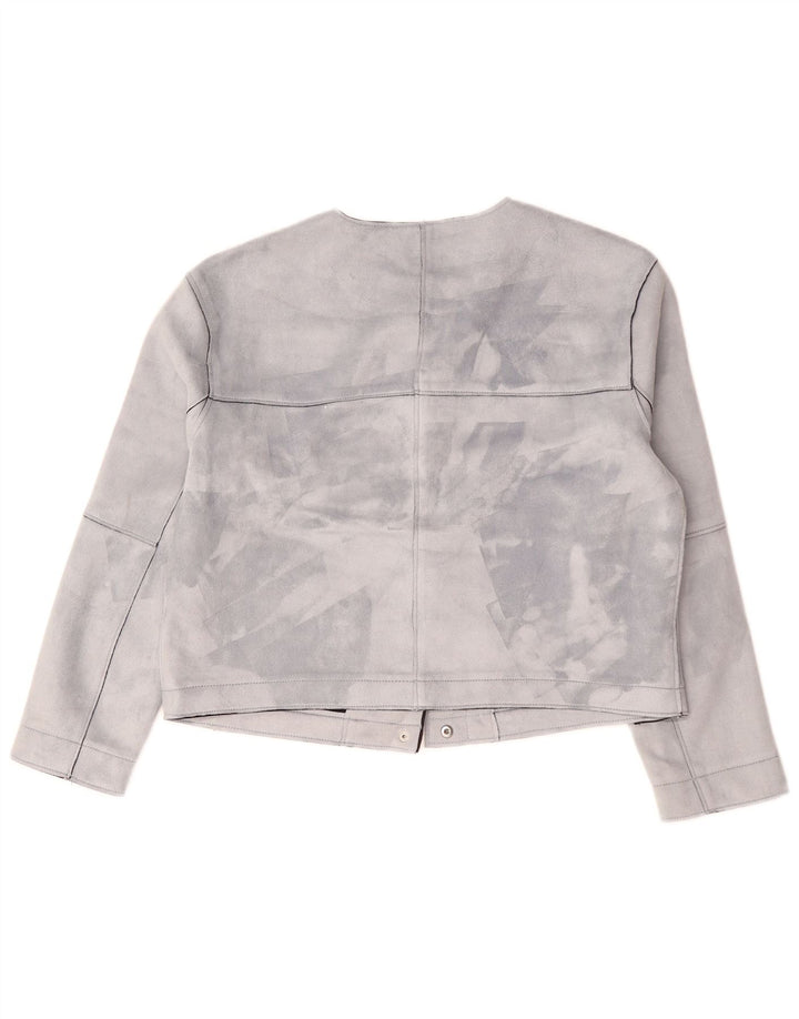 ZARA Kvinders Oversized Crop Bomber Jacket UK 10 Small Grå Polyester