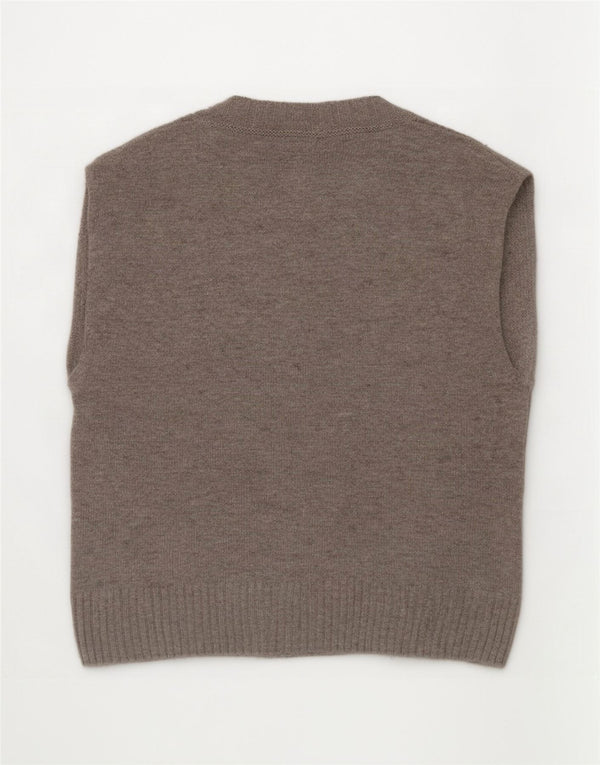 Benetton Womens Crop Oversized Vest Tank Top UK 6 XS Grå Uld