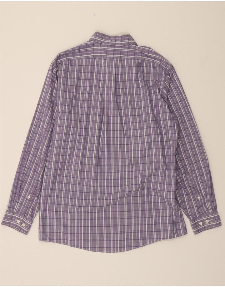EDDIE BAUER Mens Relaxed Fit Shirt Medium Purple Check Cotton Vintage Eddie Bauer and Second-Hand Eddie Bauer from Messina Hembry 
