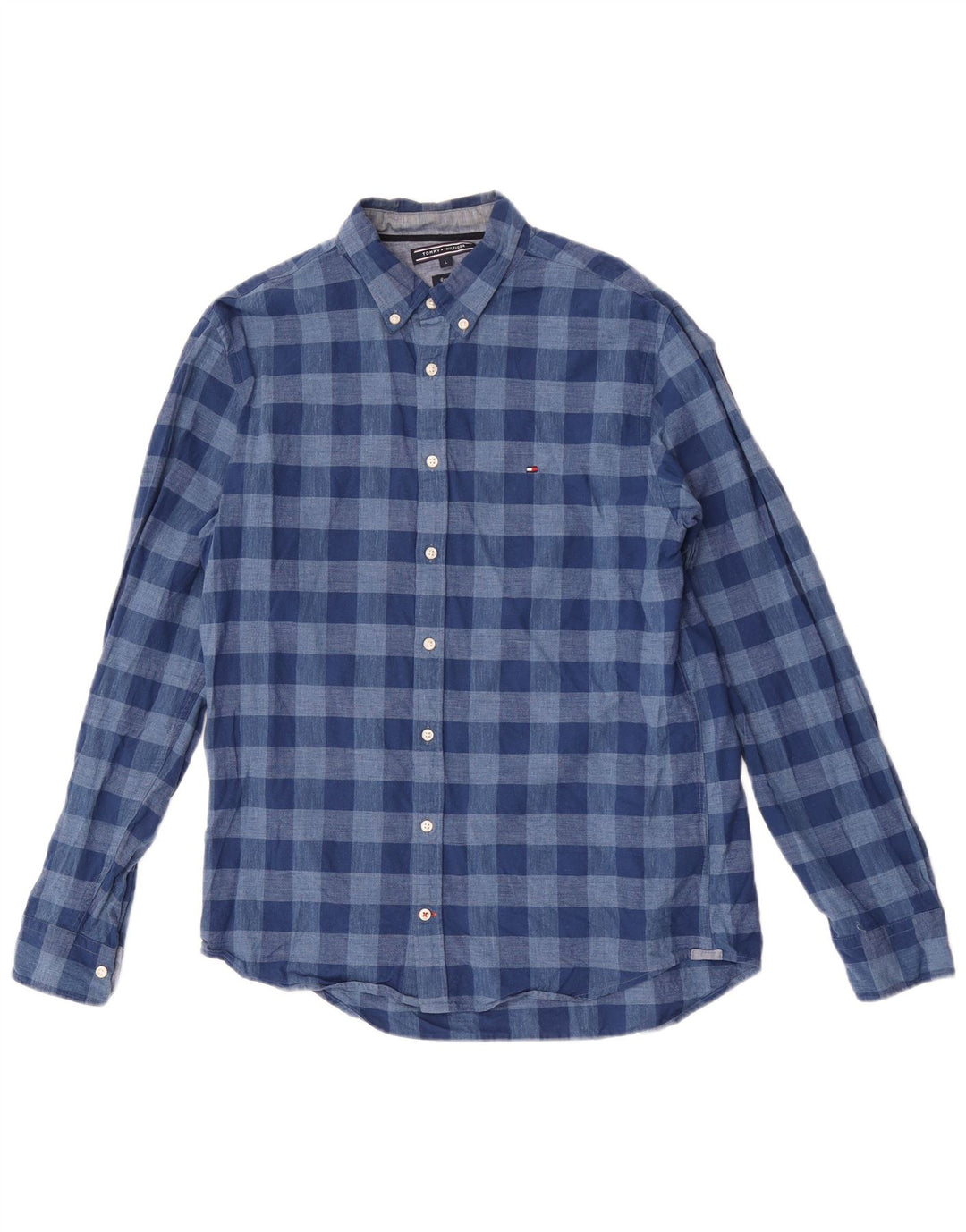 Tommy Hilfiger Herre Regular Fit Skjorte Large Blue Gingham Cotton