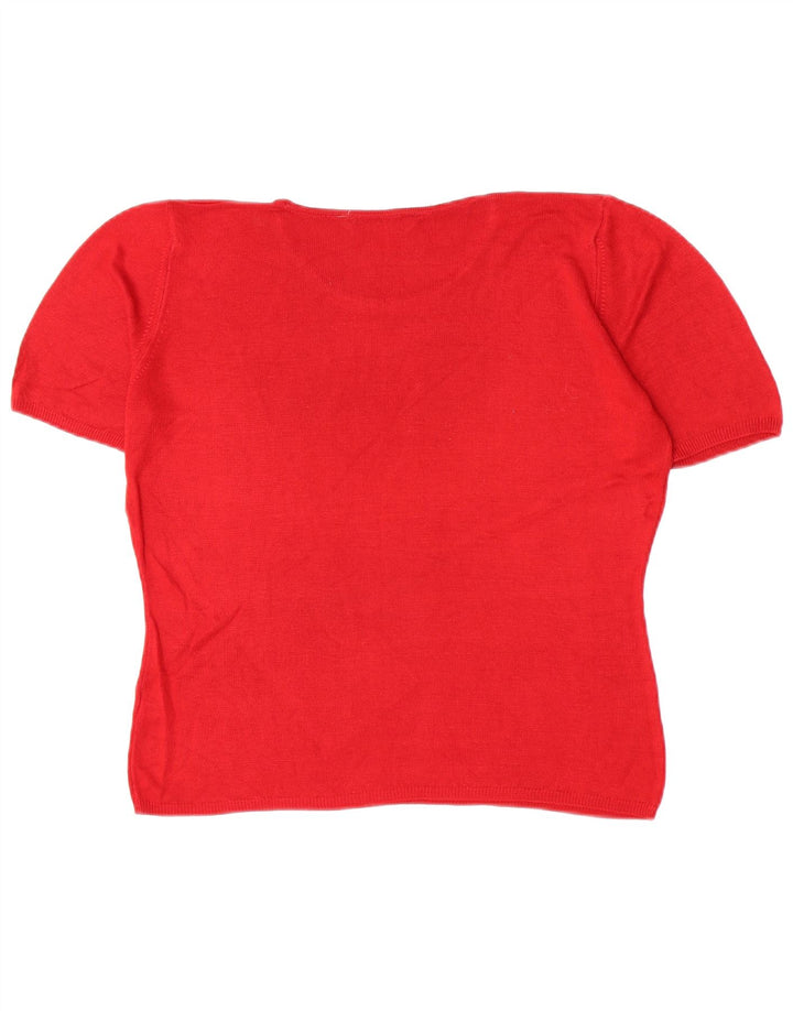 Marks & Spencer T-shirt top til kvinder DK 14 Stor rød viskose