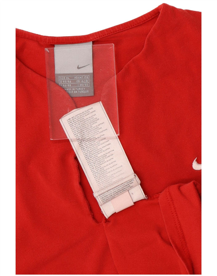 NIKE Womens Crop T-Shirt Top UK 16/18 XL Rød Bomuld