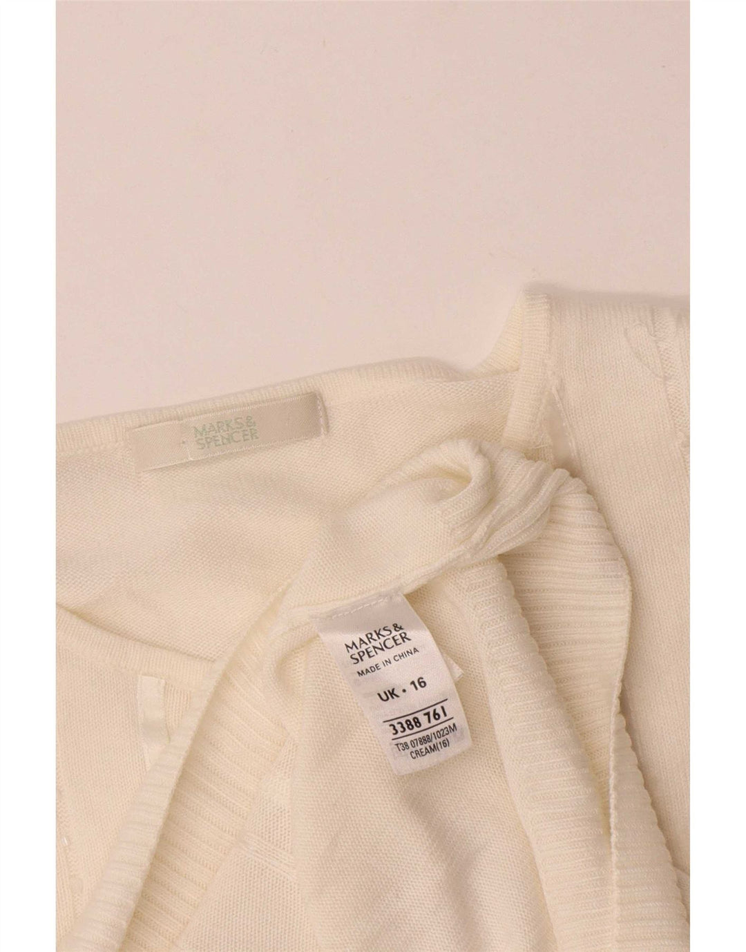 Marks & Spencer Dame Cardigan Sweater UK 16 Stor Beige Akryl
