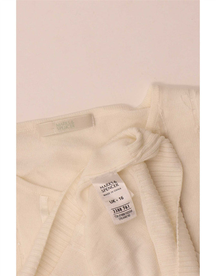 Marks & Spencer Dame Cardigan Sweater UK 16 Stor Beige Akryl