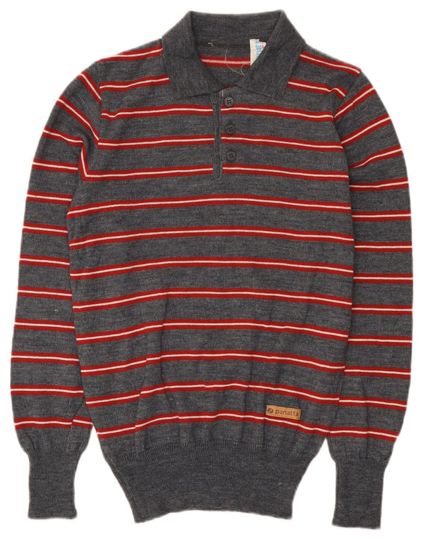 panatta Herre Polo Neck Jumper Sweater IT 44 XS Grå Stribet Uld