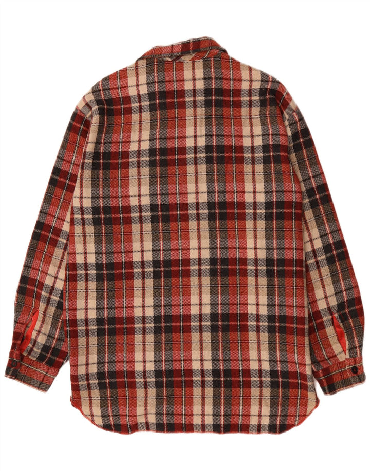 Benetton Womens Overshirt Oversized skjorte UK 18 XL rødternet polyester