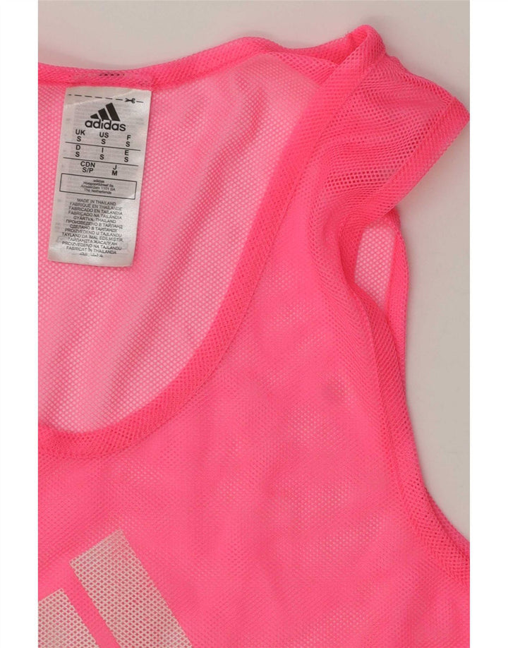 Adidas Dame Grafisk Vest Top UK 10 Small Pink Polyester
