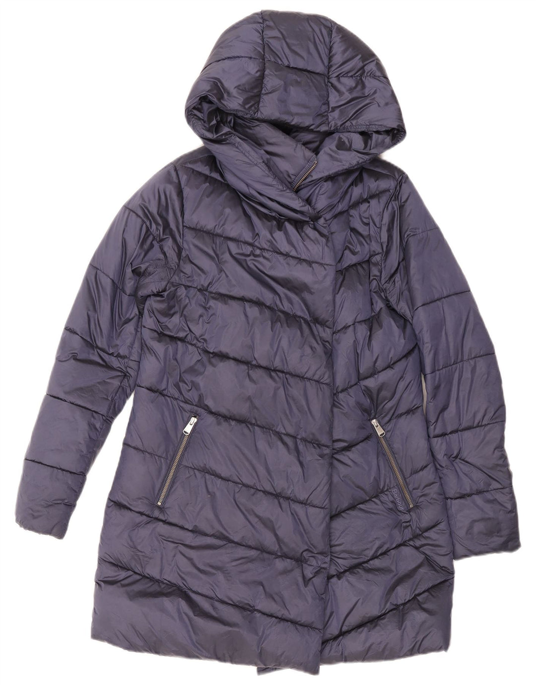 Barbour Dame Hætte Oversized Polstret Frakke UK 8 Small Navy Blue
