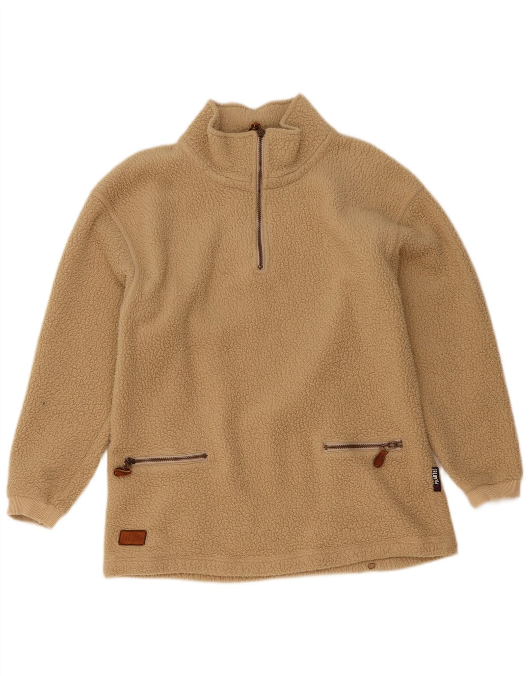 Fat Face Herre Polartec Zip Neck Fleece Jumper Lille Beige Polyester