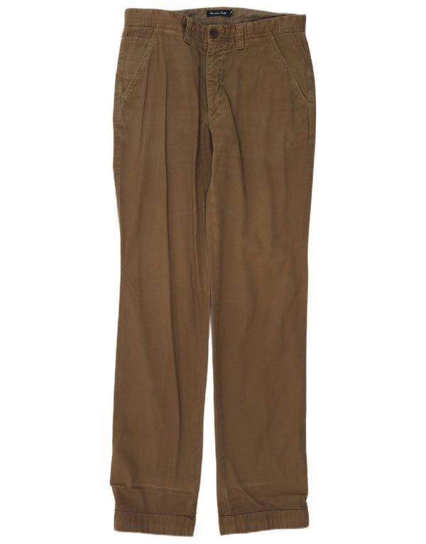 Massimo Dutti Lige Chinobukser til mænd EU 42 Large W32 L34 Khaki Bomuld