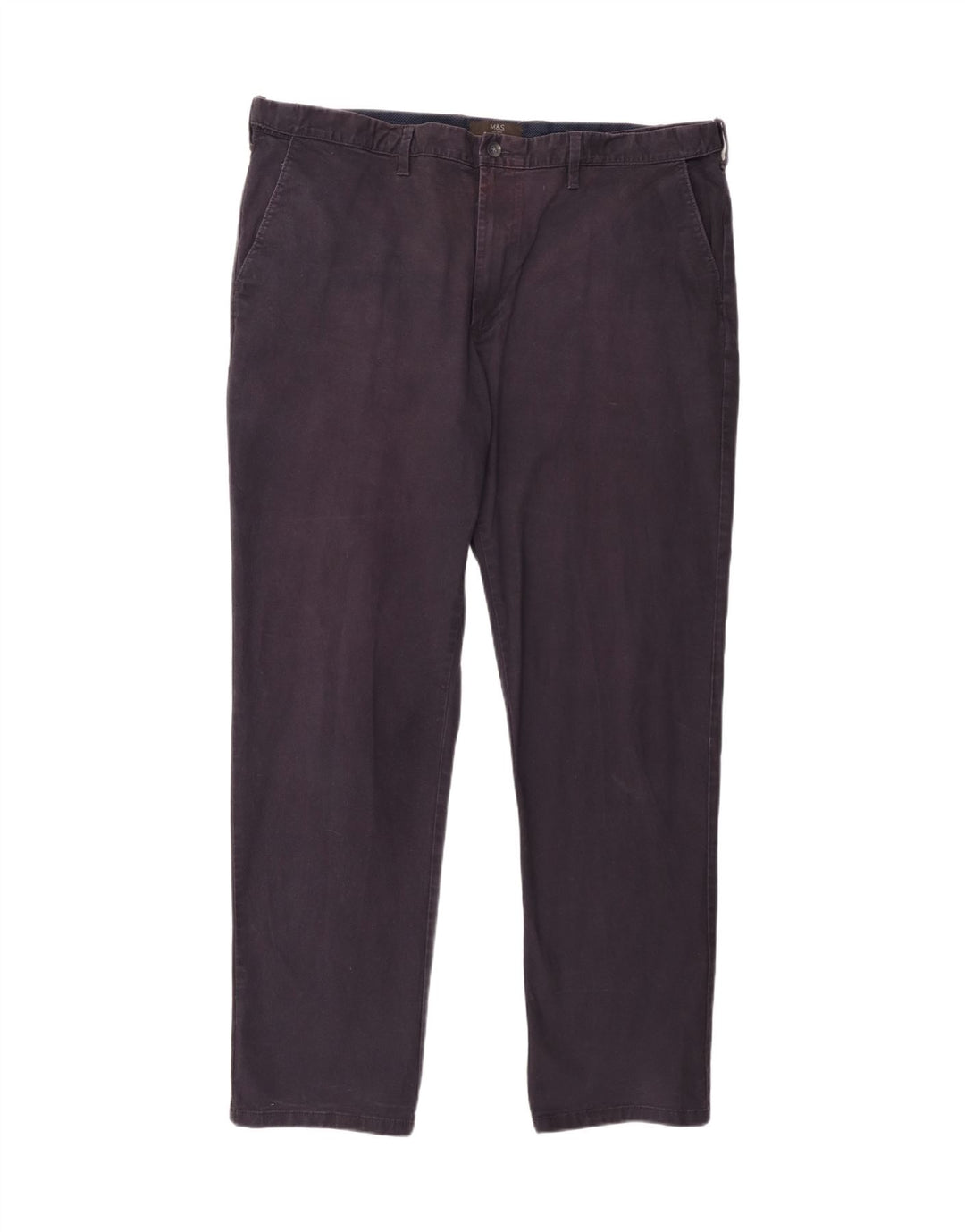 Marks & Spencer Herre Regular Chino Bukser W42 L33 Marineblå Bomuld