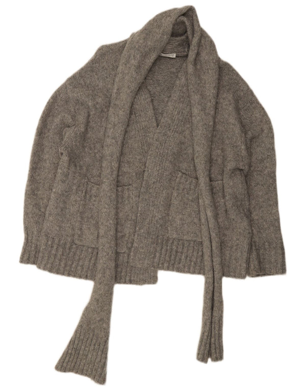 Zara Womens Oversized Front Tie Cardigan Sweater UK 16 Large Grå Nylon