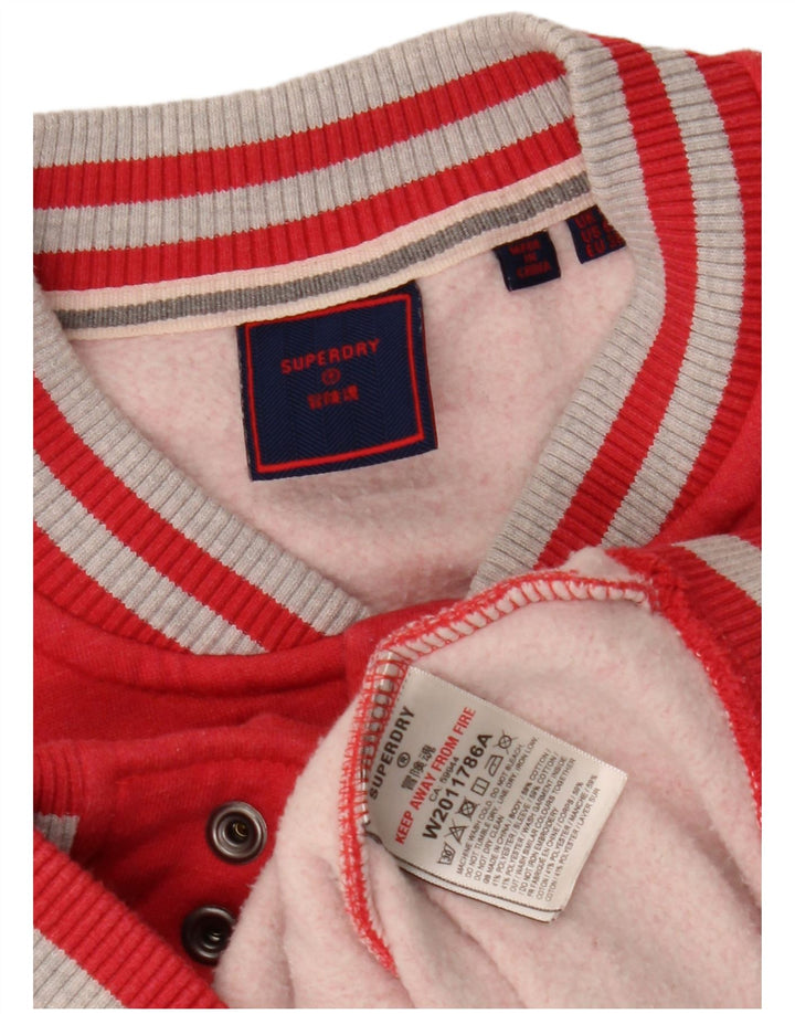 Superdry Womens Varsity Jacket UK 10 Small Red Colourblock Bomuld