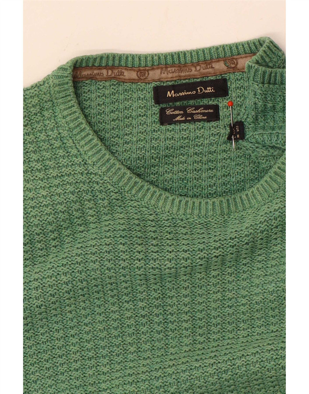 Massimo Dutti Herre sweater med rund hals, mellemgrøn bomuld