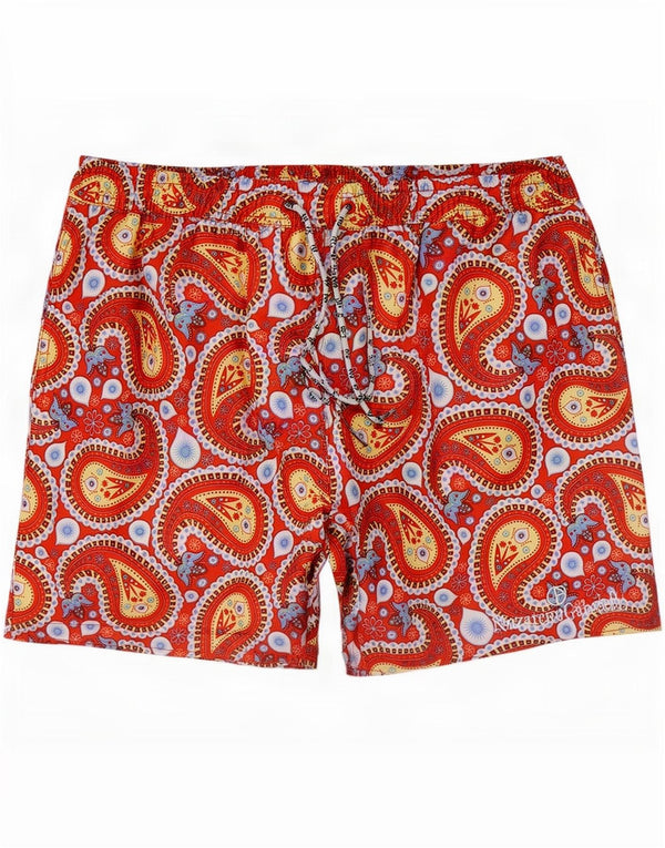 Nazareno Gabrielli Badeshorts til mænd store røde Paisley Nylon