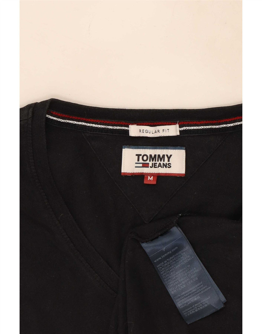 Tommy Hilfiger Herre Regular Fit T-Shirt Top Medium Sort Bomuld