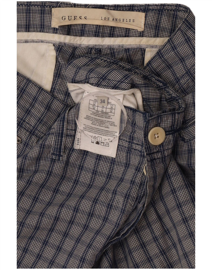 Guess Chino Shorts til mænd W34 Large Blue Ternet Bomuld