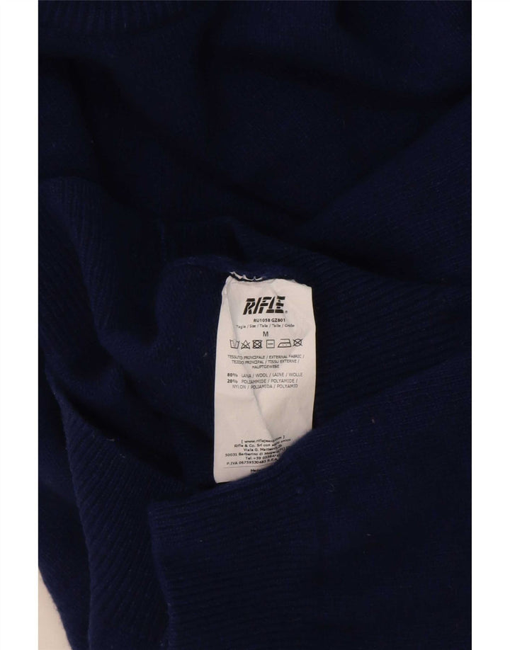 Rifle Herre Crew Neck Jumper Sweater Medium Blue Wool