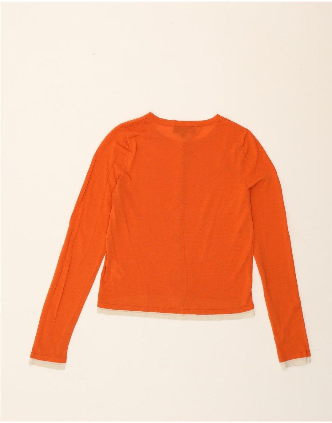 Zara Womens Crop Cardigan Sweater UK 10 Small Orange Colourblock Bomuld