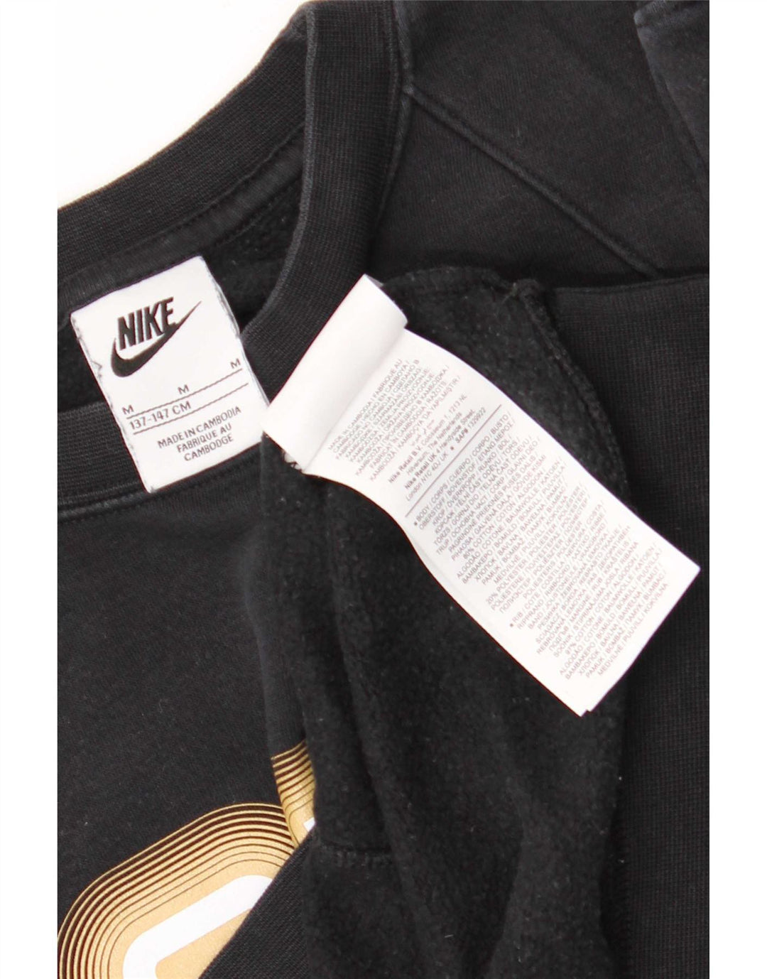 Nike Boys Grafisk Sweatshirt Jumper 10-11 år Medium Sort Bomuld