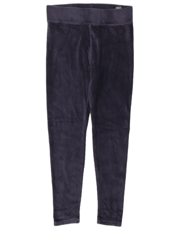 Marks & Spencer Dame Velour Leggings UK 12 Medium Navy Blue Bomuld