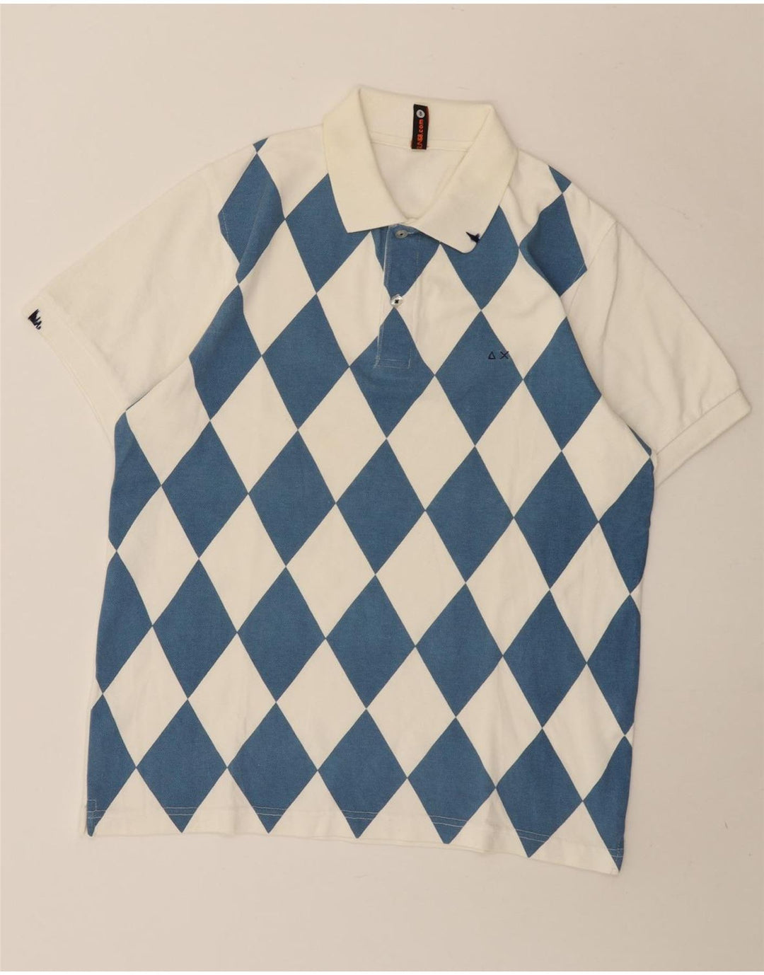 Sun68 Herre poloshirt Medium White Argyle/Diamond Bomuld