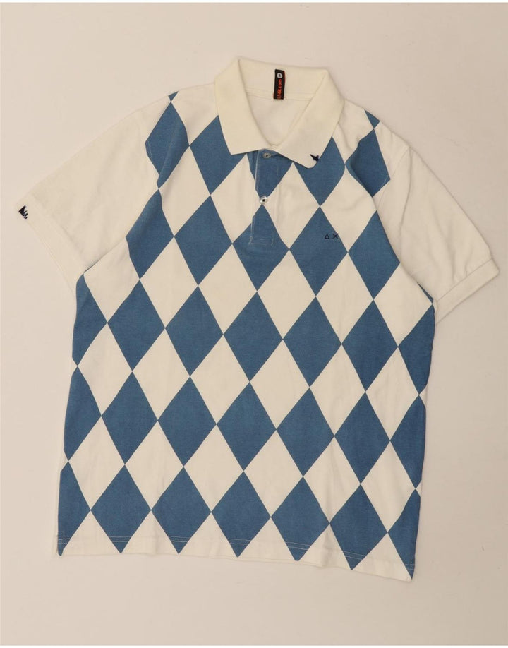 Sun68 Herre poloshirt Medium White Argyle/Diamond Bomuld