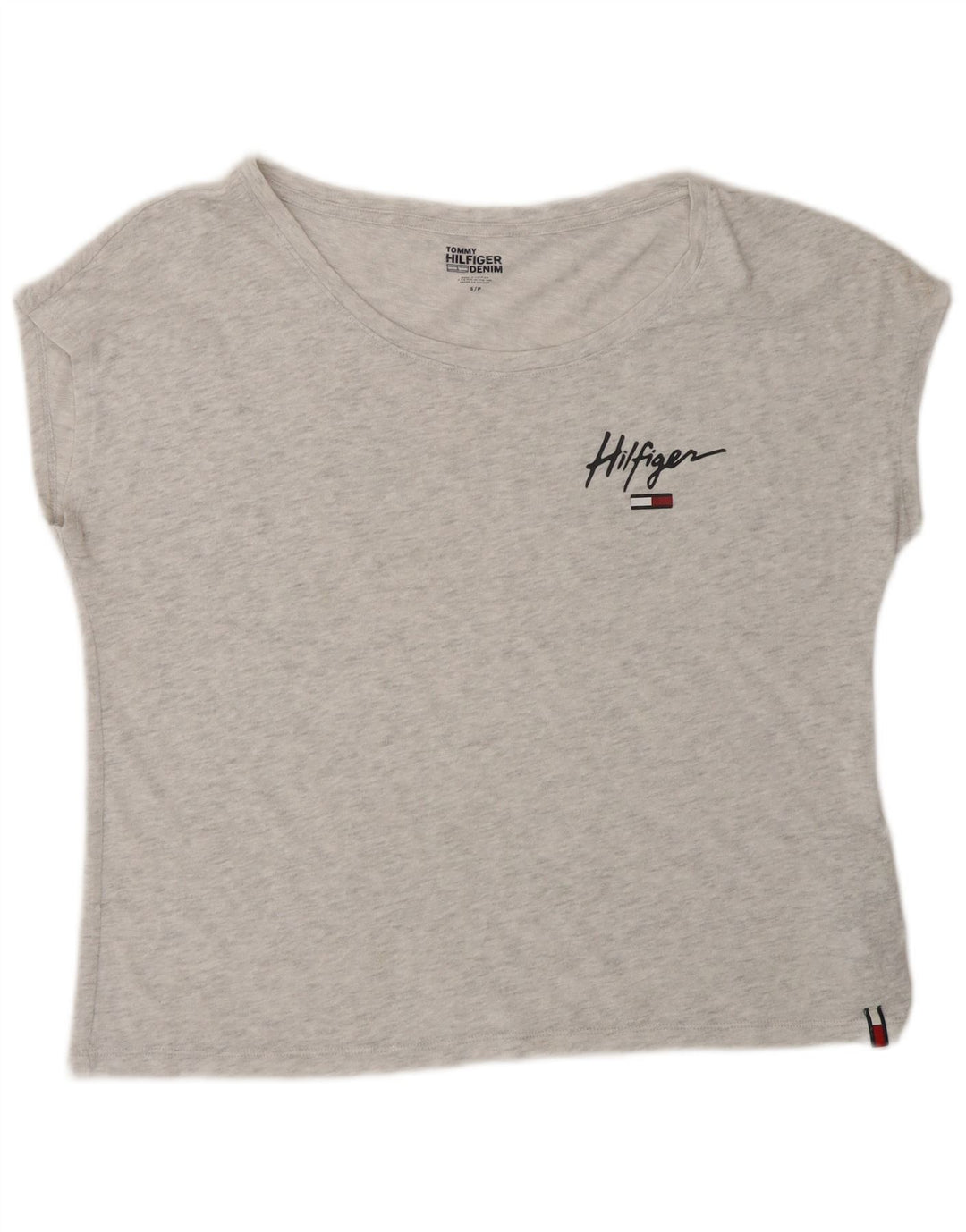 TOMMY HILFIGER Womens Oversized T-Shirt Top UK 10 Small Grey Cotton