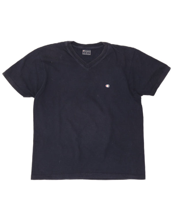 CHAMPION Dame T-Shirt Top UK 14 Medium Navy Blue Bomuld