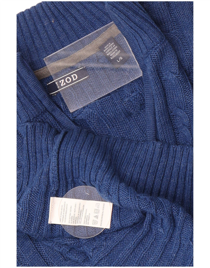 Izod Herre Zip Neck Jumper Sweater Stor Blå Bomuld