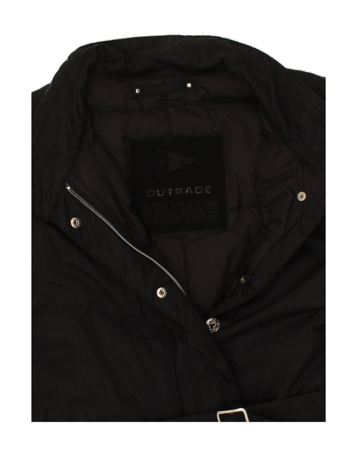 VINTAGE Womens Windbreaker Coat UK 14 Medium Black Cotton Vintage Vintage and Second-Hand Vintage from Messina Hembry 