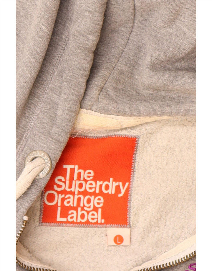 Superdry hættetrøje til kvinder med lynlås UK 14 Stor grå polyester