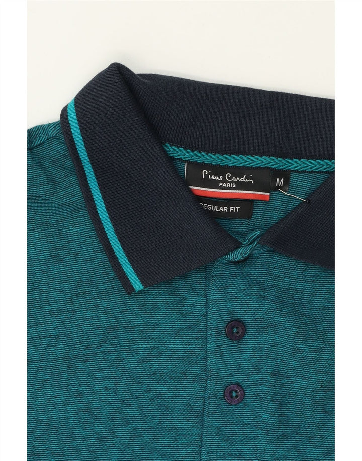 PIERRE CARDIN Mens Regular Fit Polo Shirt Medium Blue Pinstripe Cotton Vintage Pierre Cardin and Second-Hand Pierre Cardin from Messina Hembry 