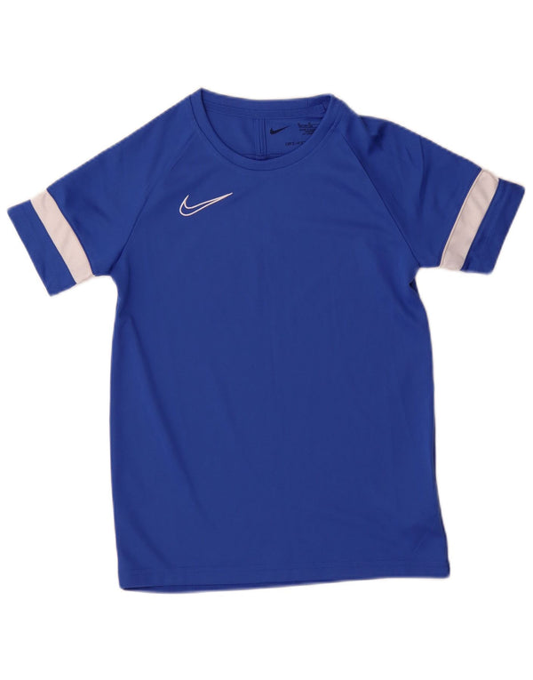 Nike Boys Dri Fit T-shirt Top 10-11 år Medium Blue Colourblock Polyester