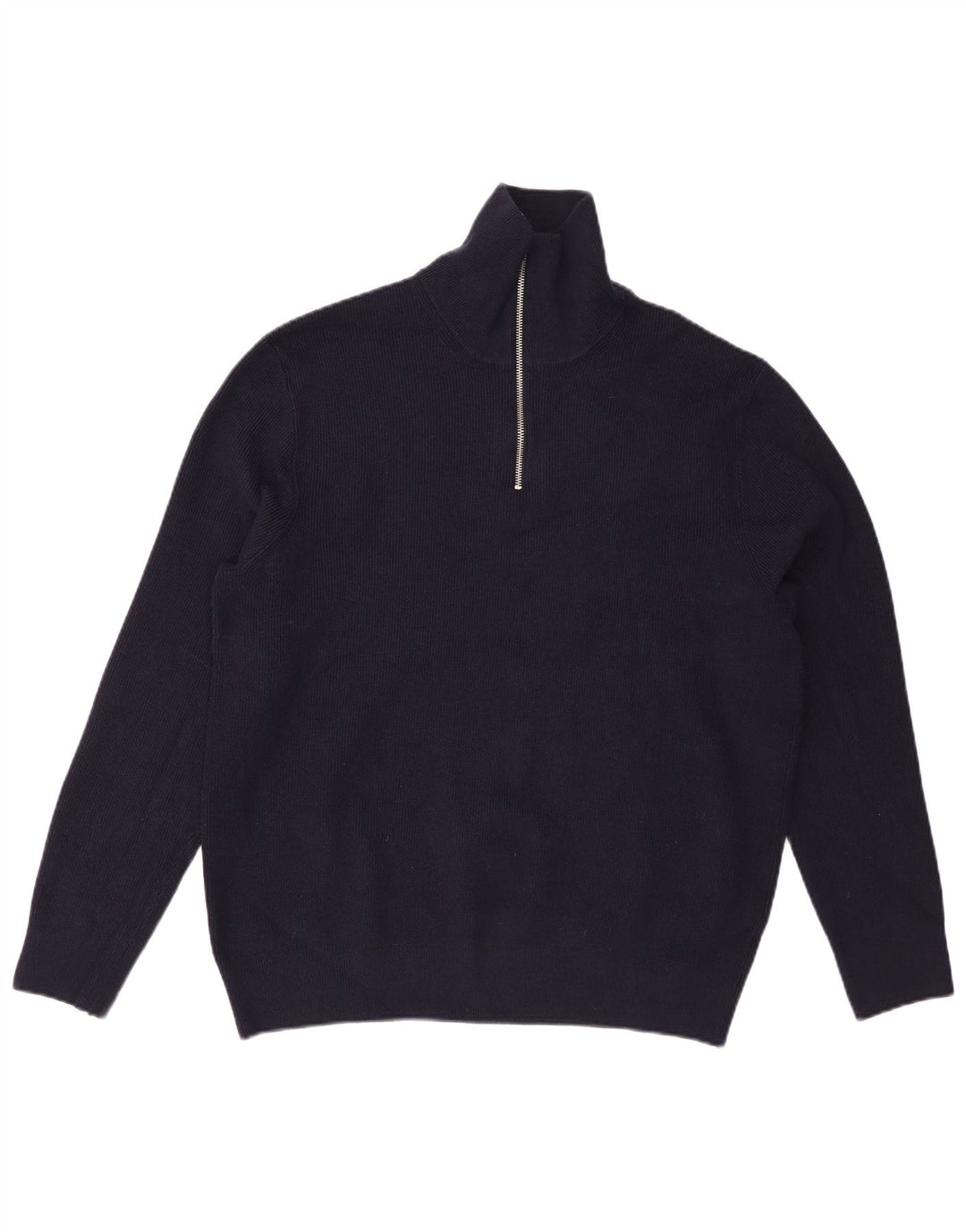 Marks & Spencer Herre sweater med lynlåshals XL marineblå bomuld