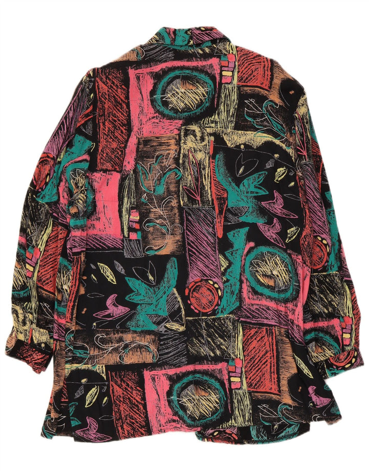 Vintage dameskjorte bluse UK 14 Stor flerfarvet patchwork viskose
